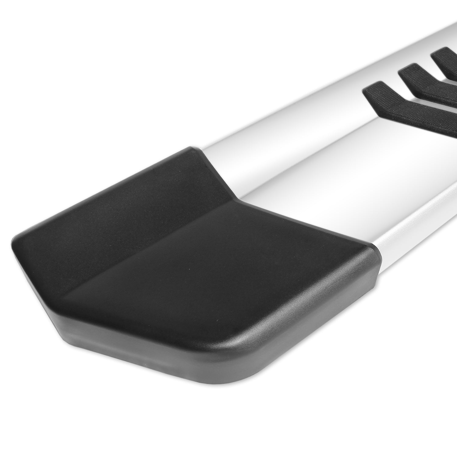 6in OEM Style Slide Track Running Boards - Aluminum Hybrid Stainless Steel Cap