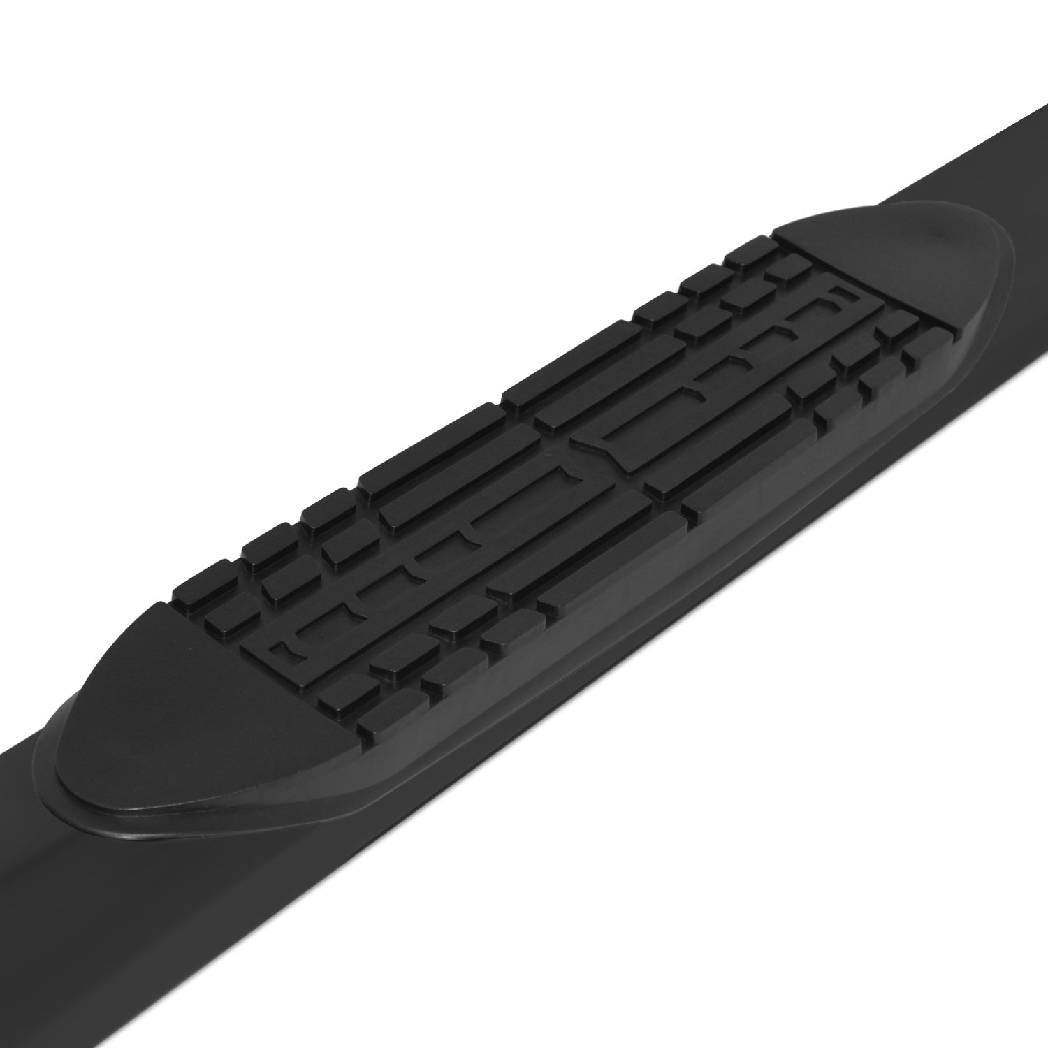 5in Oval Style Slide Track Running Boards - Black Textured Aluminum