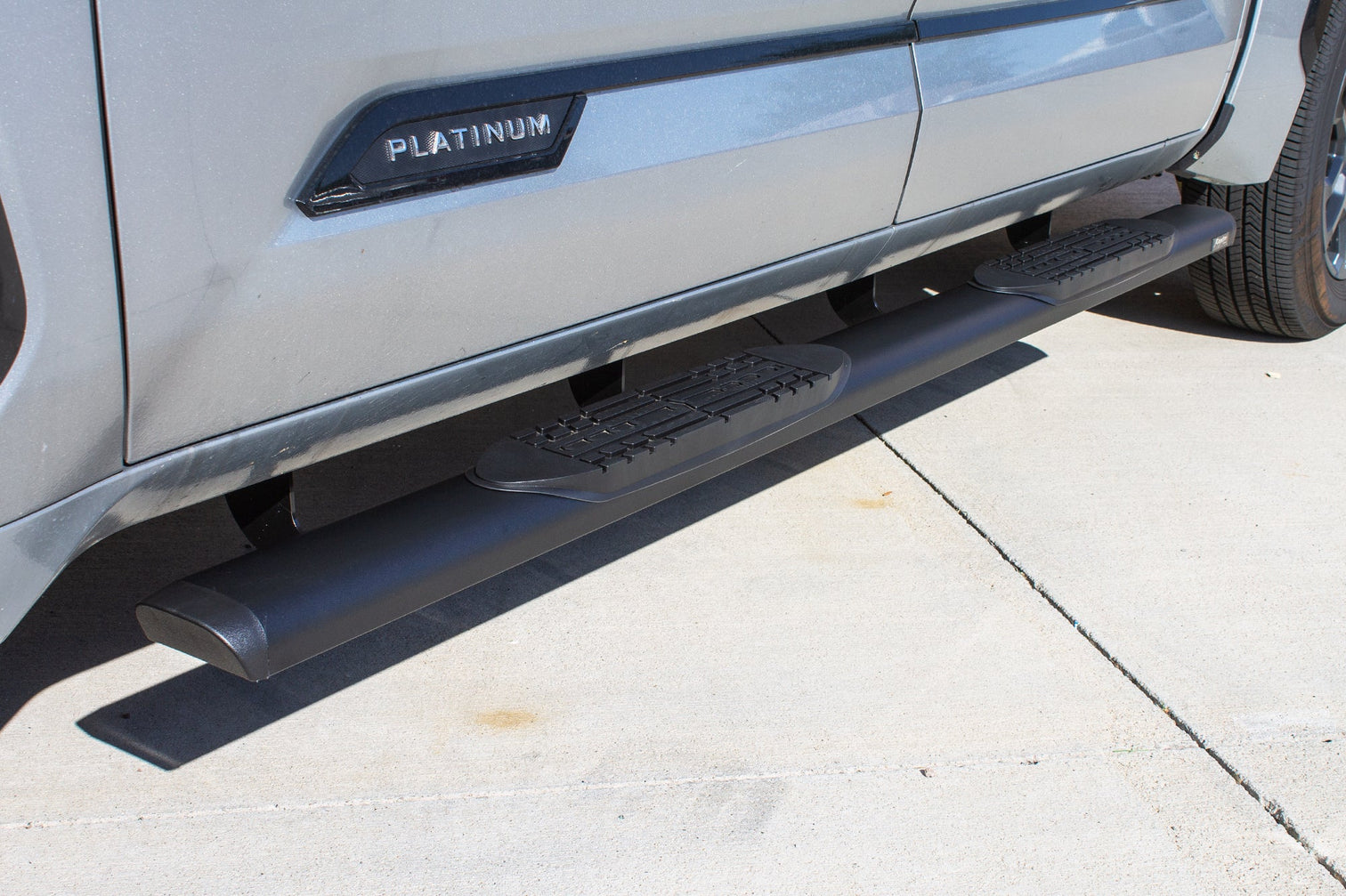 5in Oval Style Slide Track Running Boards - Black Textured Aluminum