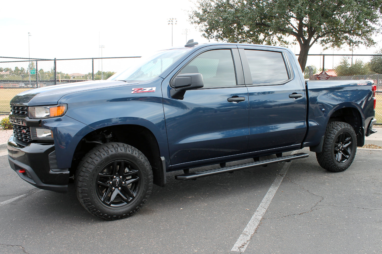5in OEM Style Full Tread Slide Track Running Boards - Black Textured Aluminum