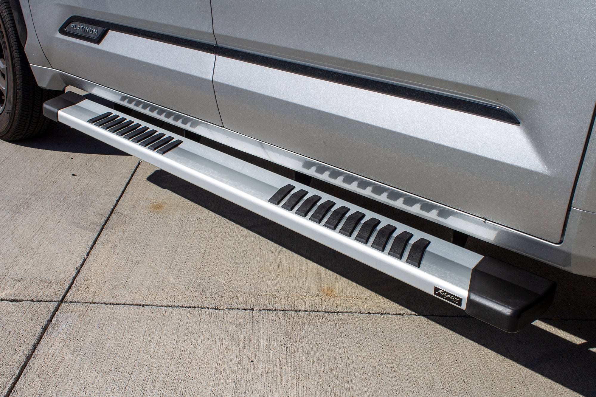 Raptor Series 6 in OEM Style Slide Track Running Boards Brushed Aluminum - 22-25 Toyota Tundra CrewMax Cab