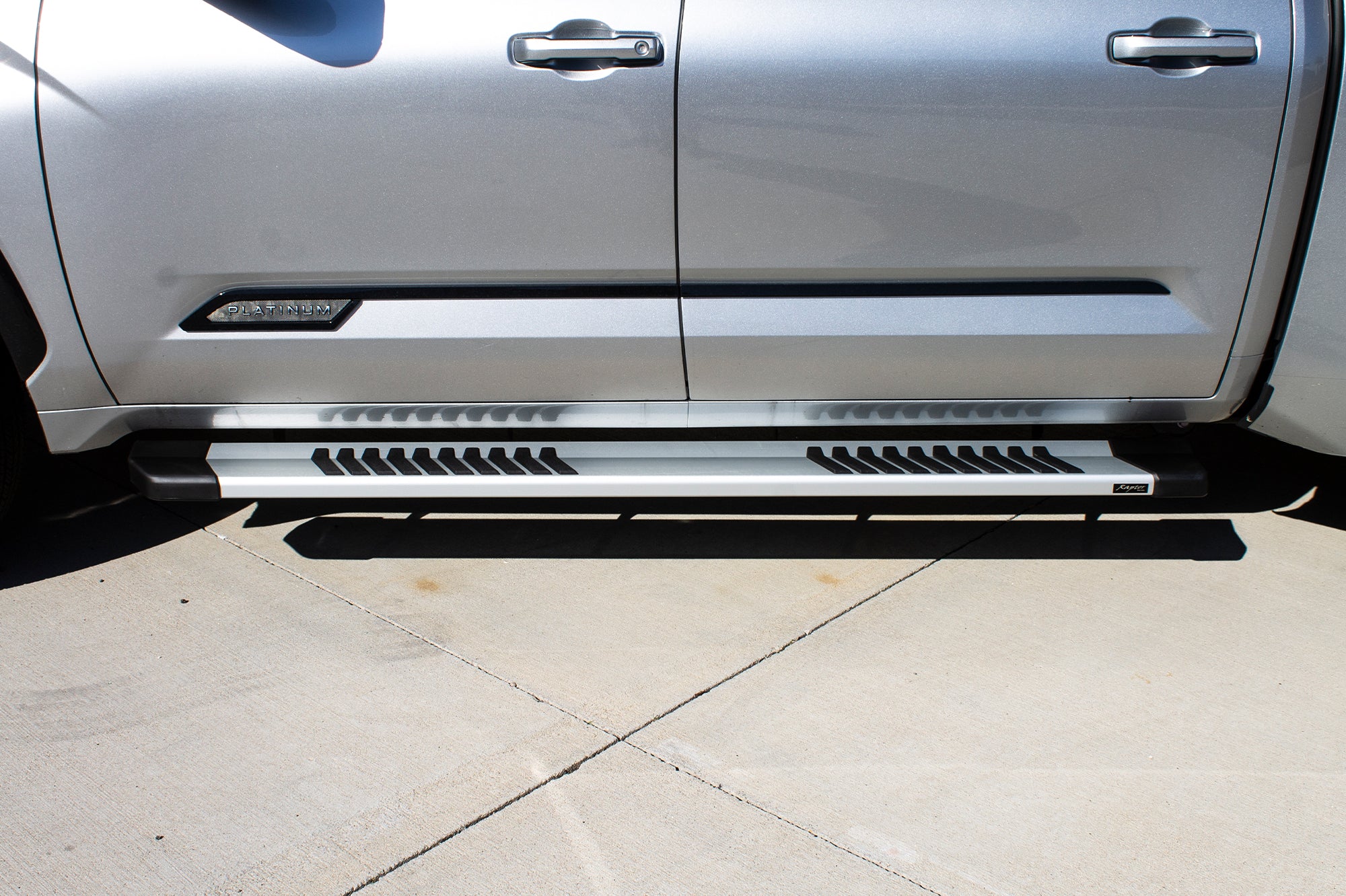 Raptor Series 6 in OEM Style Slide Track Running Boards Brushed Aluminum - 22-25 Toyota Tundra CrewMax Cab