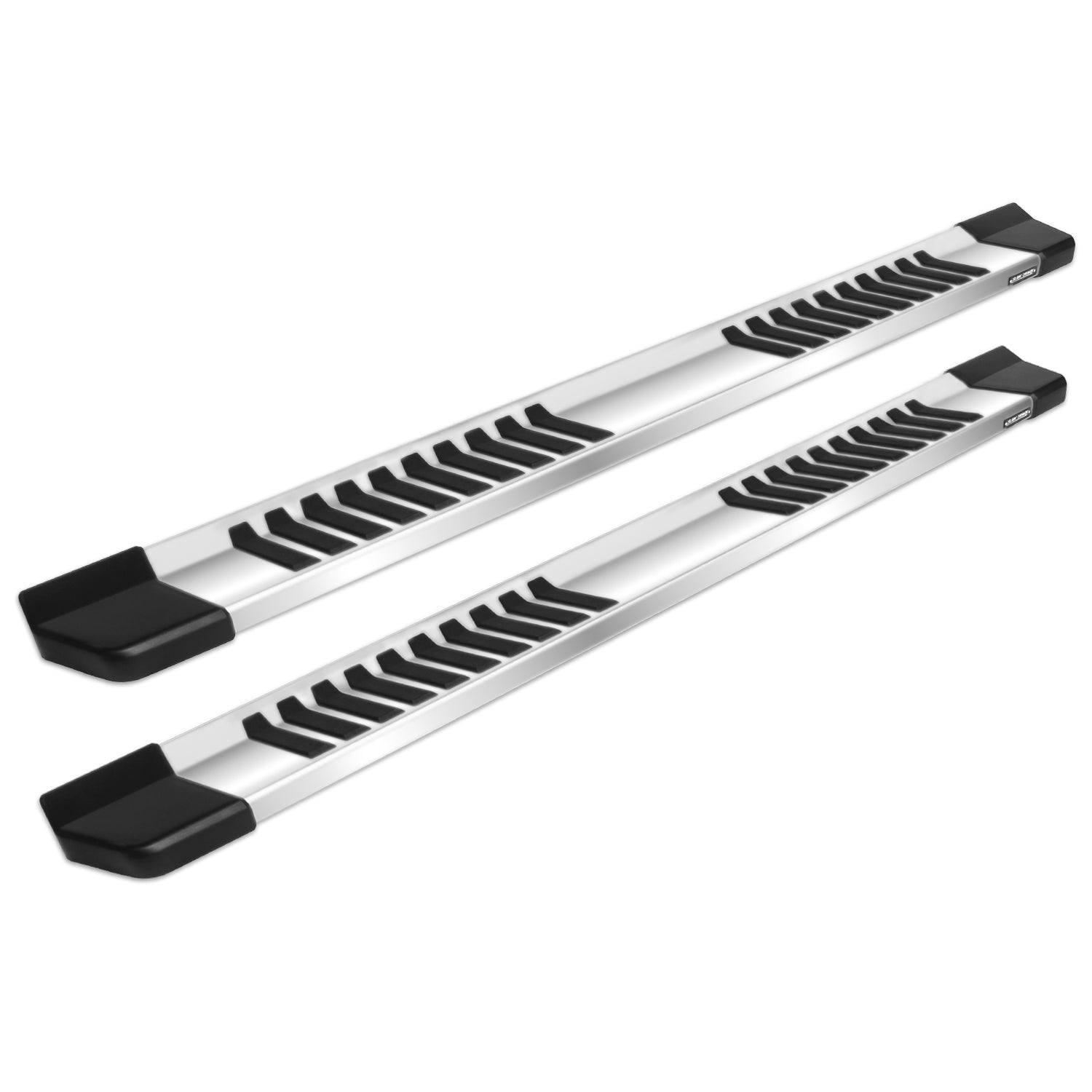 6in OEM Style Slide Track Running Boards - Aluminum Hybrid Stainless Steel Cap