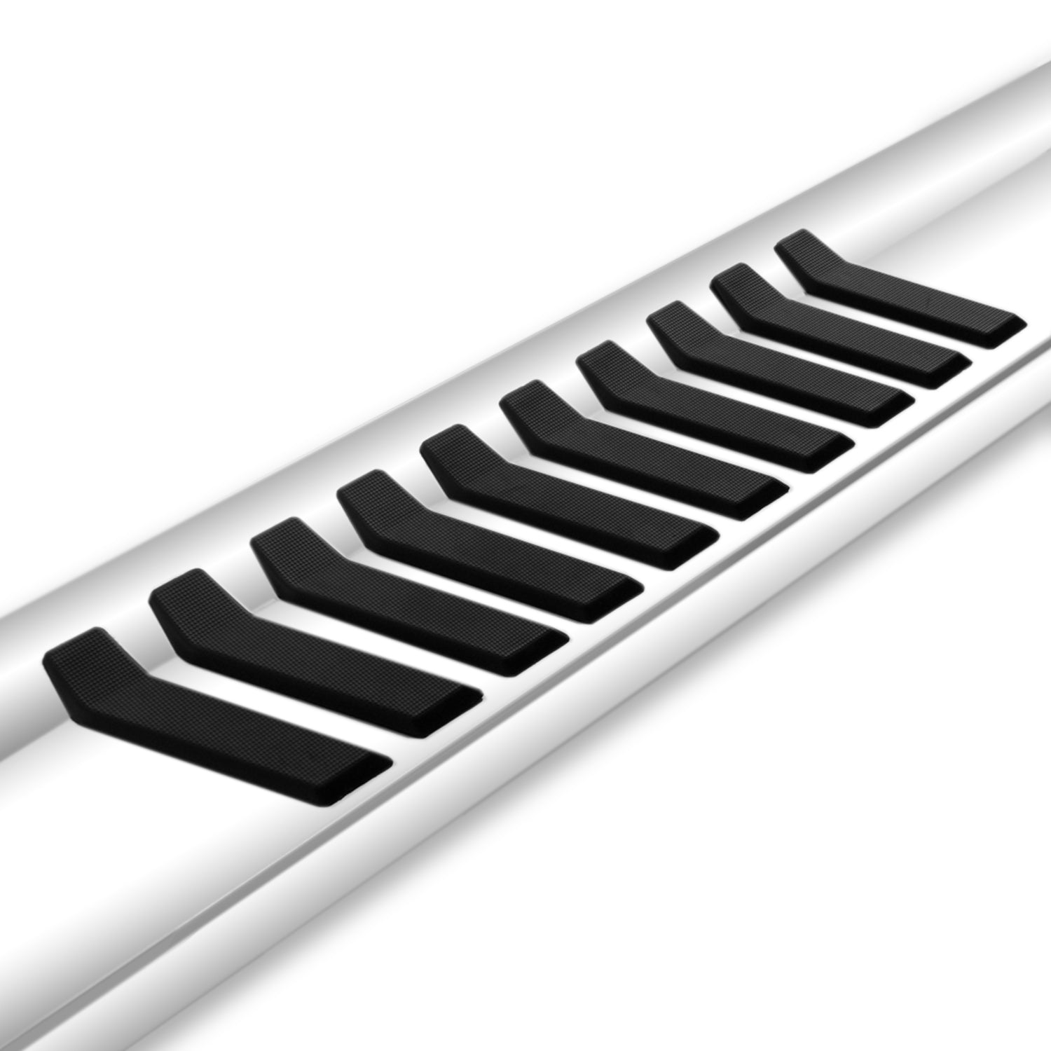 6in OEM Style Slide Track Running Boards - Aluminum Hybrid Stainless Steel Cap