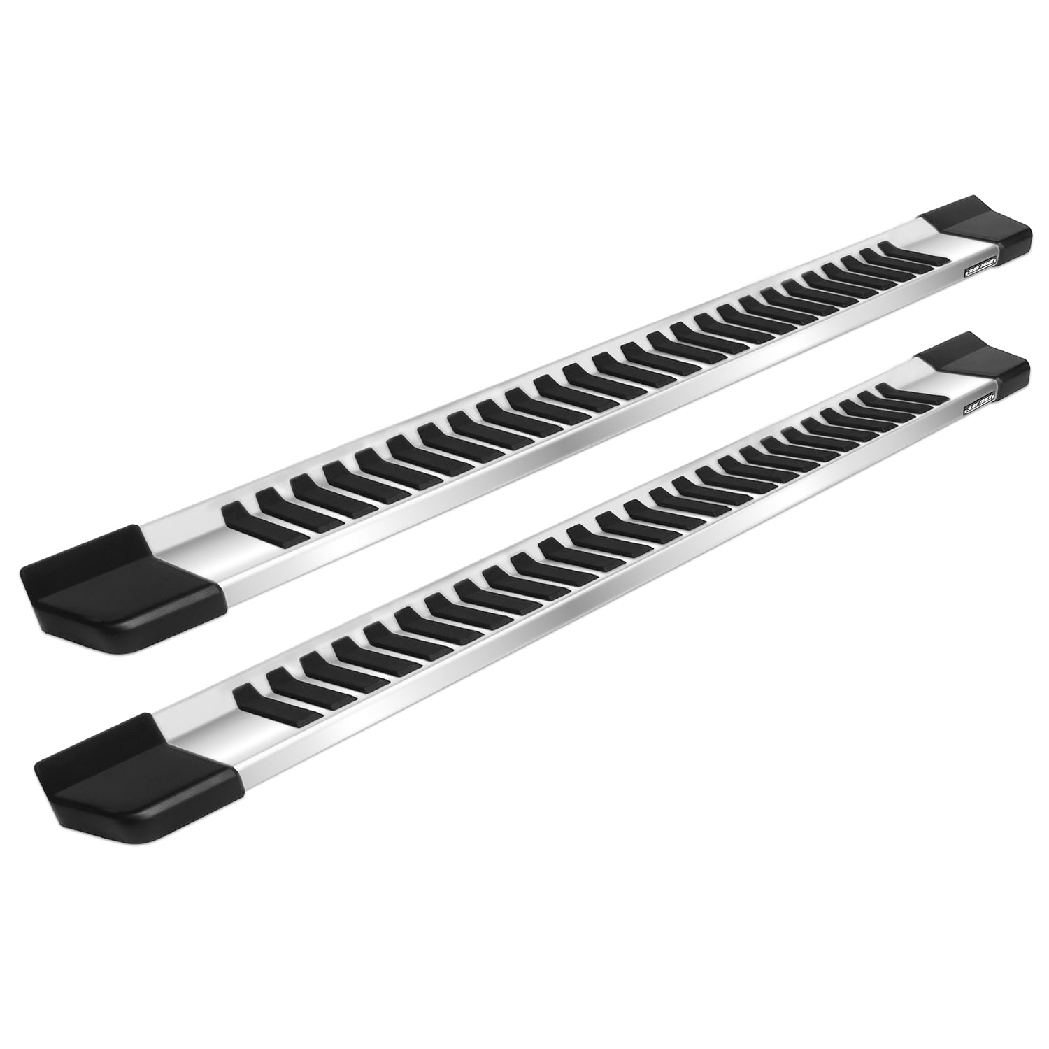 An image of the silver stainless steel OEM style full tread running boards sold by CYC Engineering.