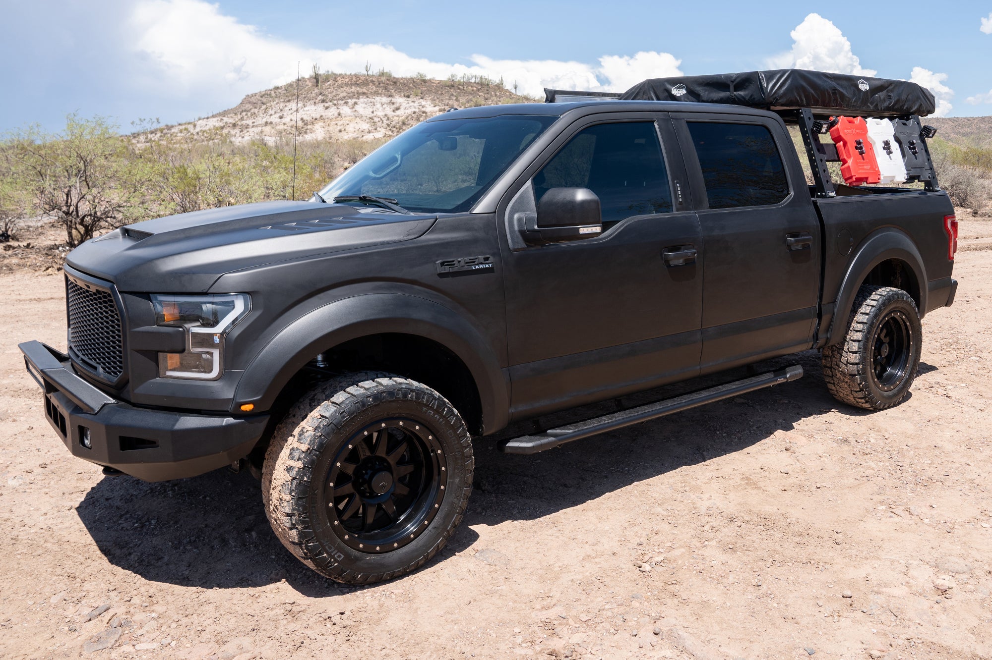 Raptor Series Tread Step Running Boards Black Textured Aluminum - 07-18 Chevy Silverado/GMC Sierra 1500; 19 Silverado/Sierra 1500 LD/Limited; 07-19 Silverado/Sierra 2500/3500 HD Extended/Double Cab