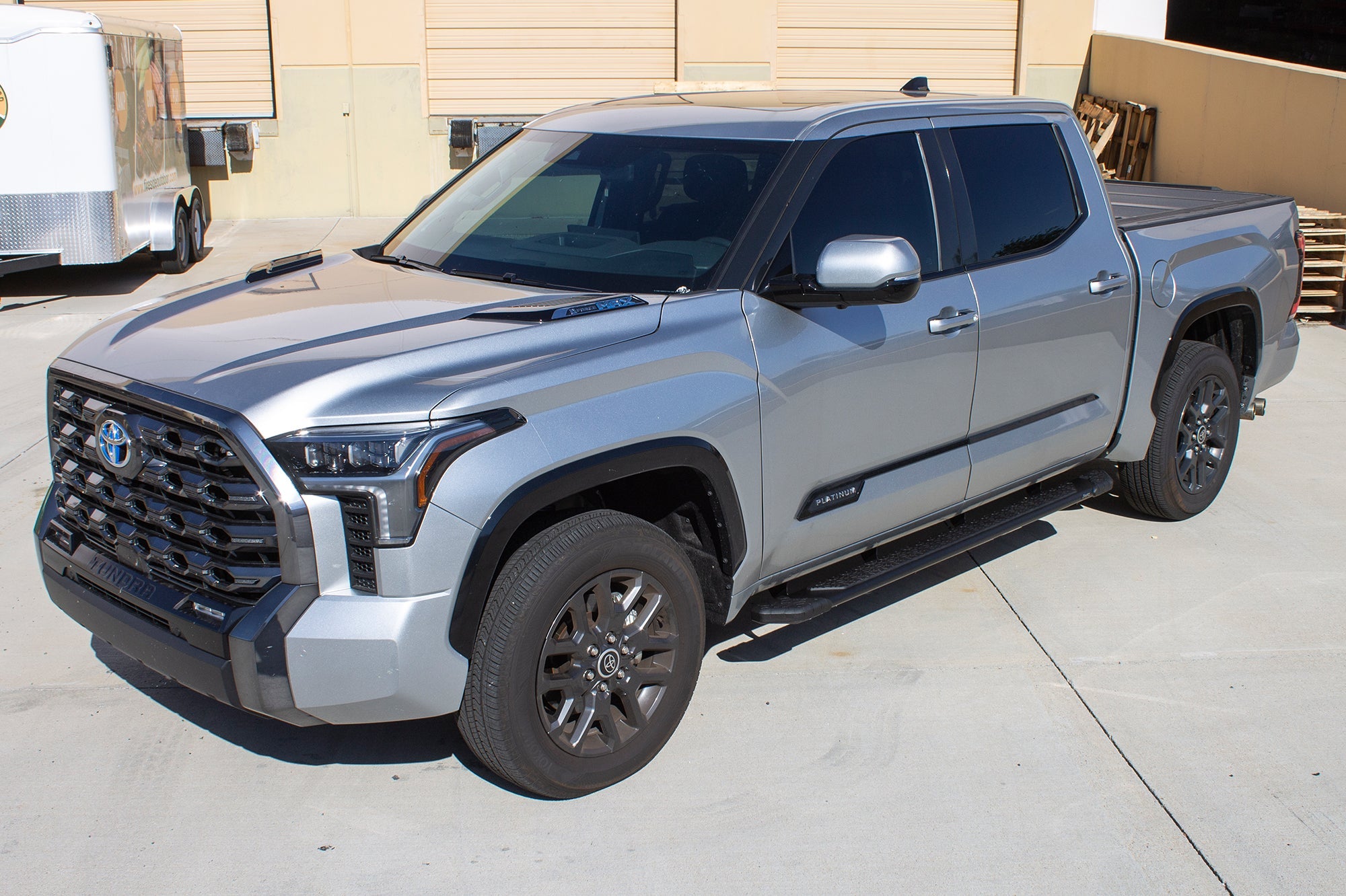 5in Tread Step Slide Track Running Boards - Black Textured Aluminum