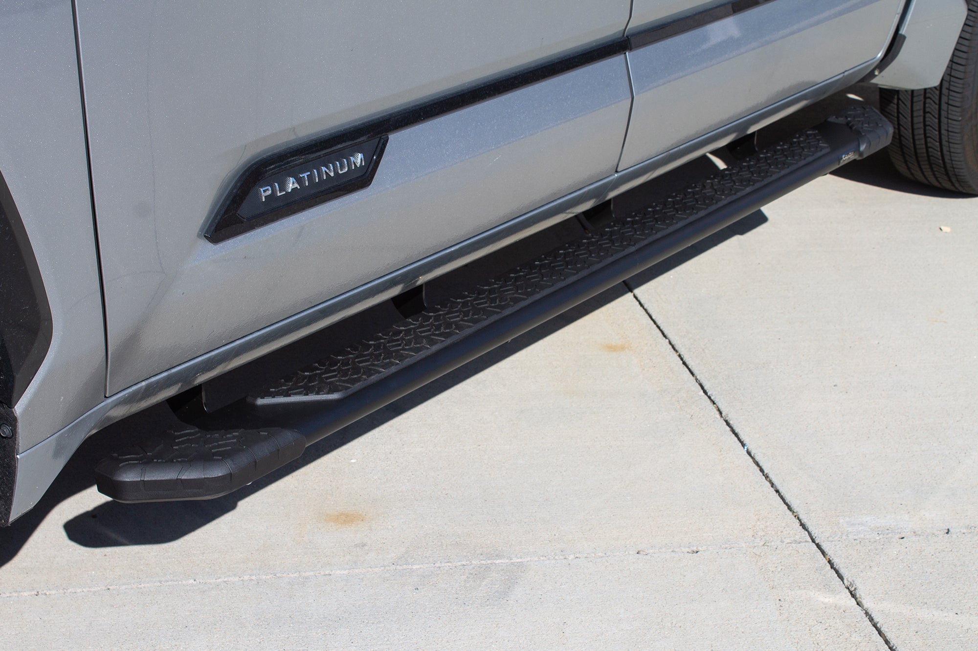 5in Tread Step Slide Track Running Boards - Black Textured Aluminum