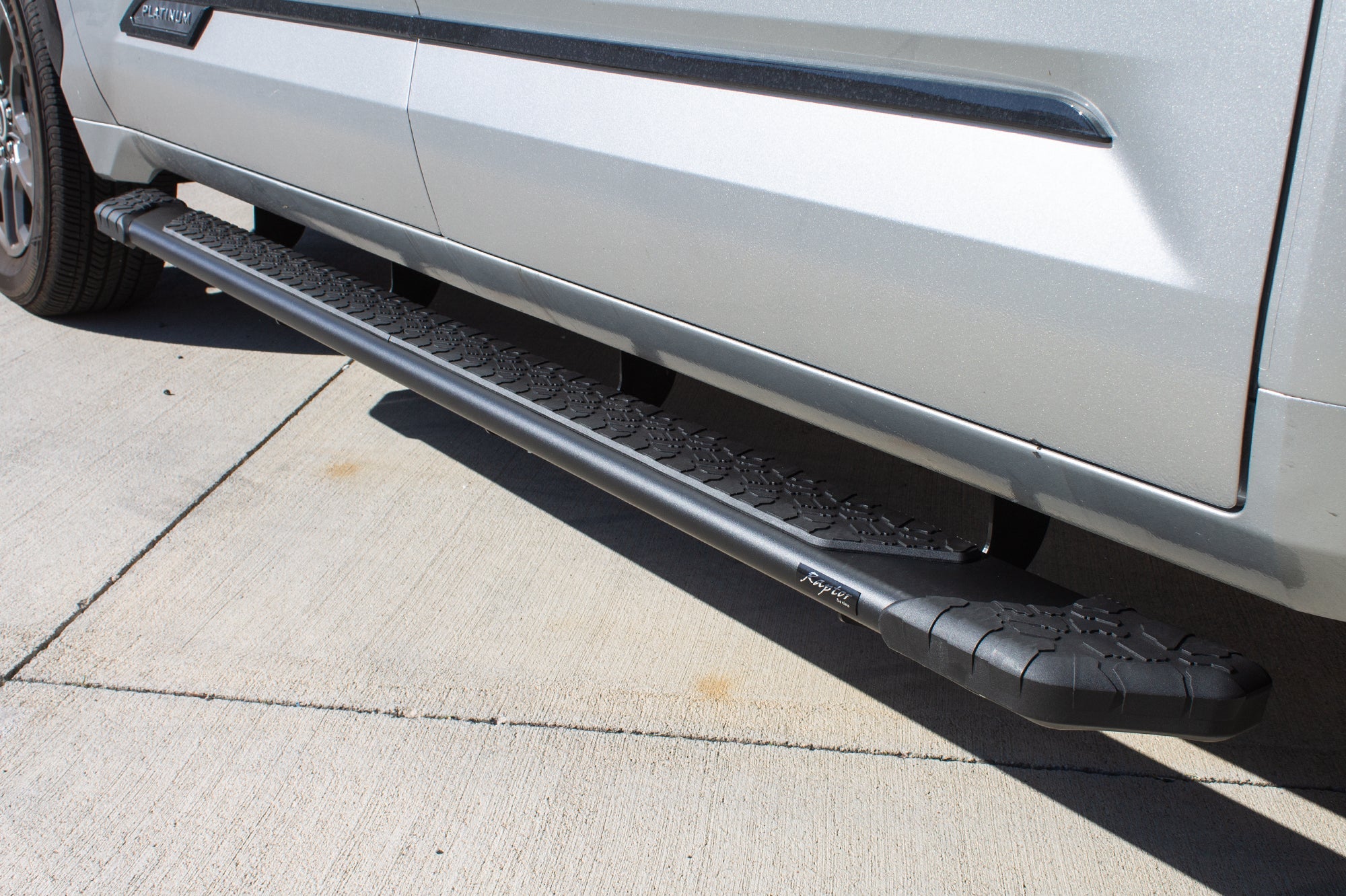 5in Tread Step Slide Track Running Boards - Black Textured Aluminum