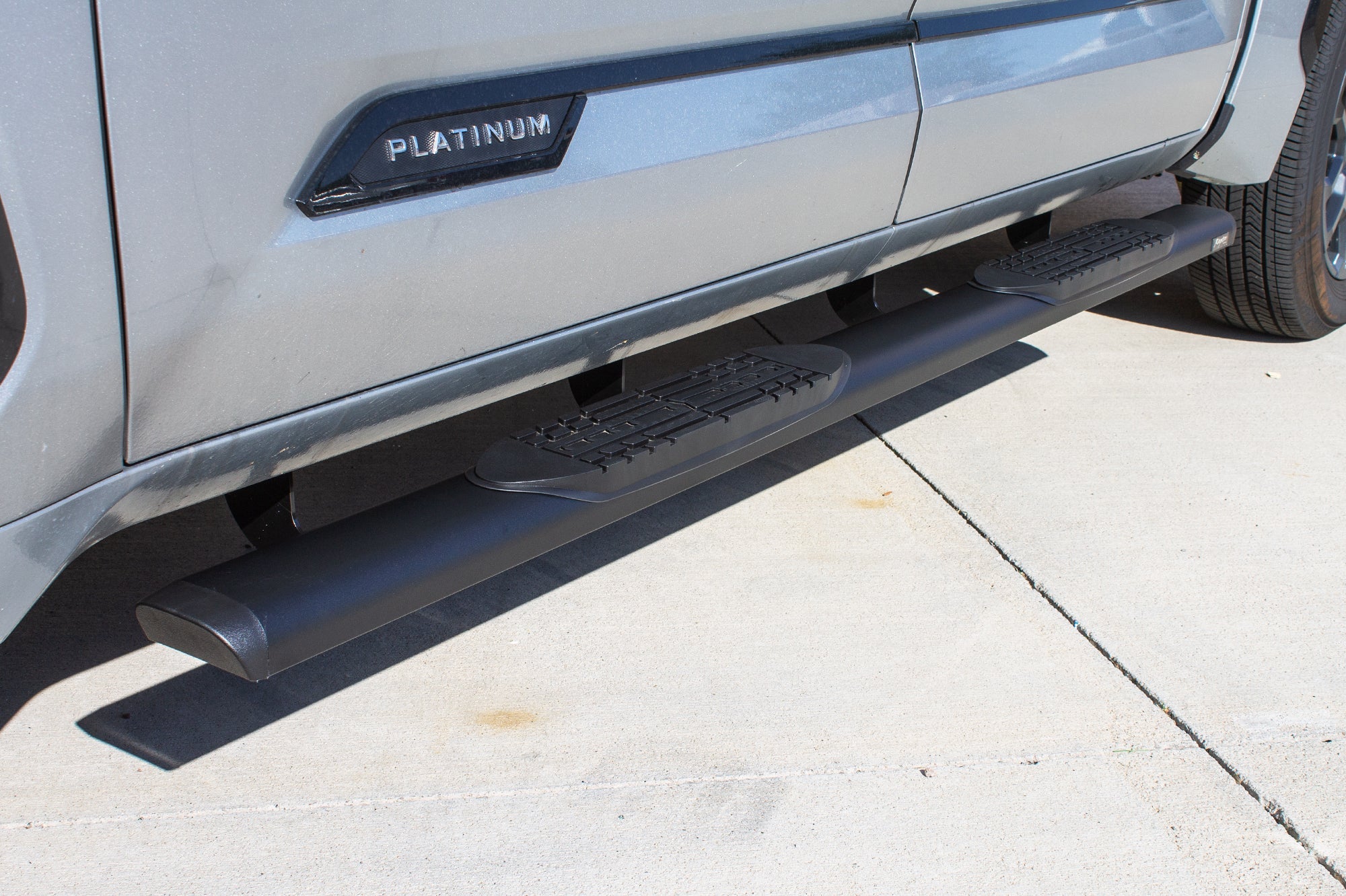 5in Oval Style Slide Track Running Boards - Black Textured Aluminum