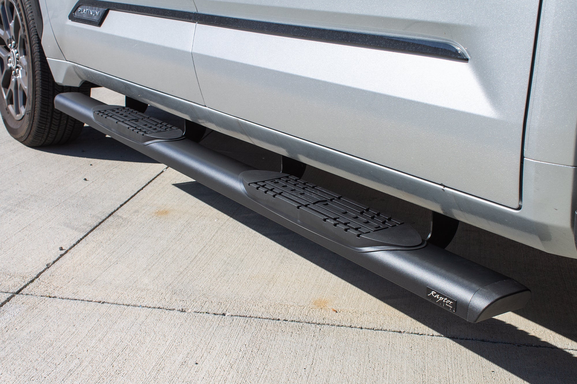 5in Oval Style Slide Track Running Boards - Black Textured Aluminum