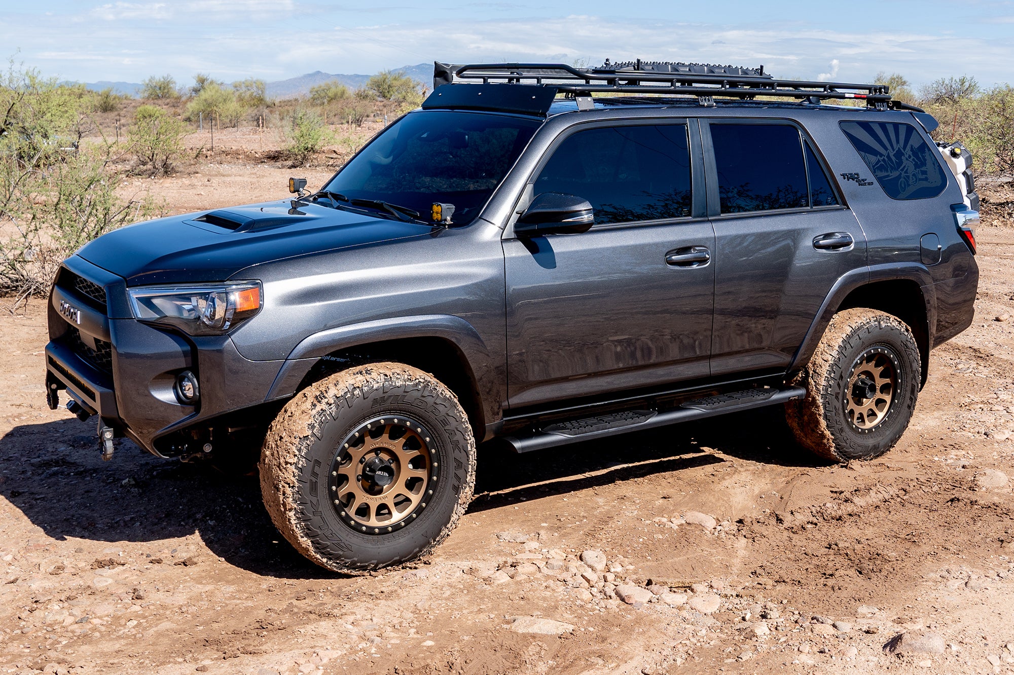 Raptor Series Oval Running Boards Black Textured Aluminum - 24-26 Toyota Tacoma Access/Extended Cab