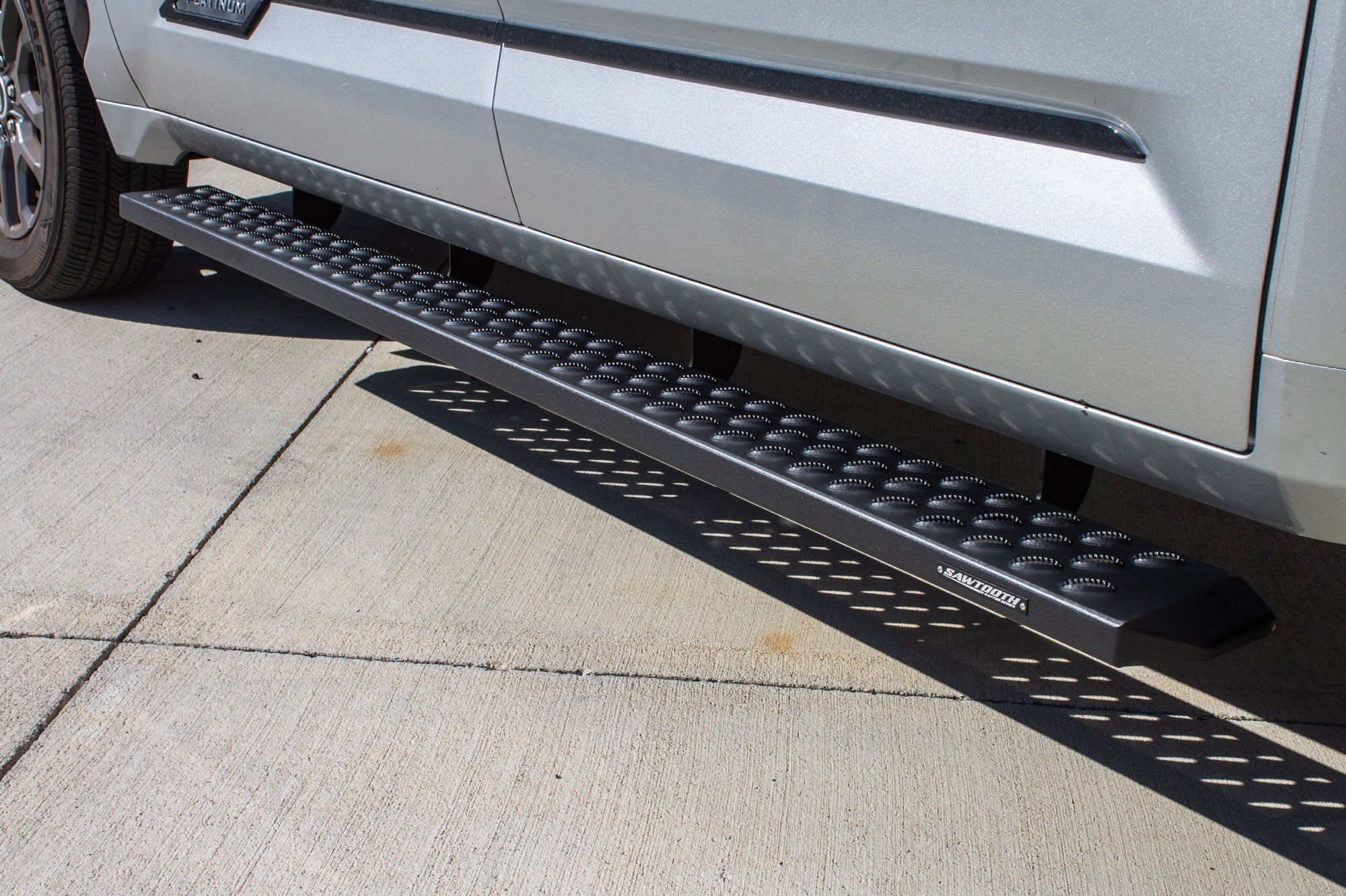 6.5in Sawtooth Slide Track Running Boards - Black Textured Aluminum