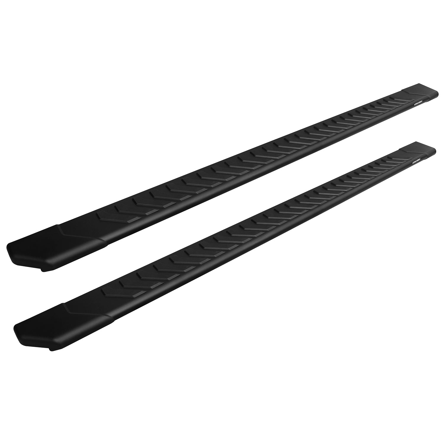 A product image of CYC Engineering's 5 inch OEM Style Full Tread Slide Track Running Boards in Black Textured Aluminum.