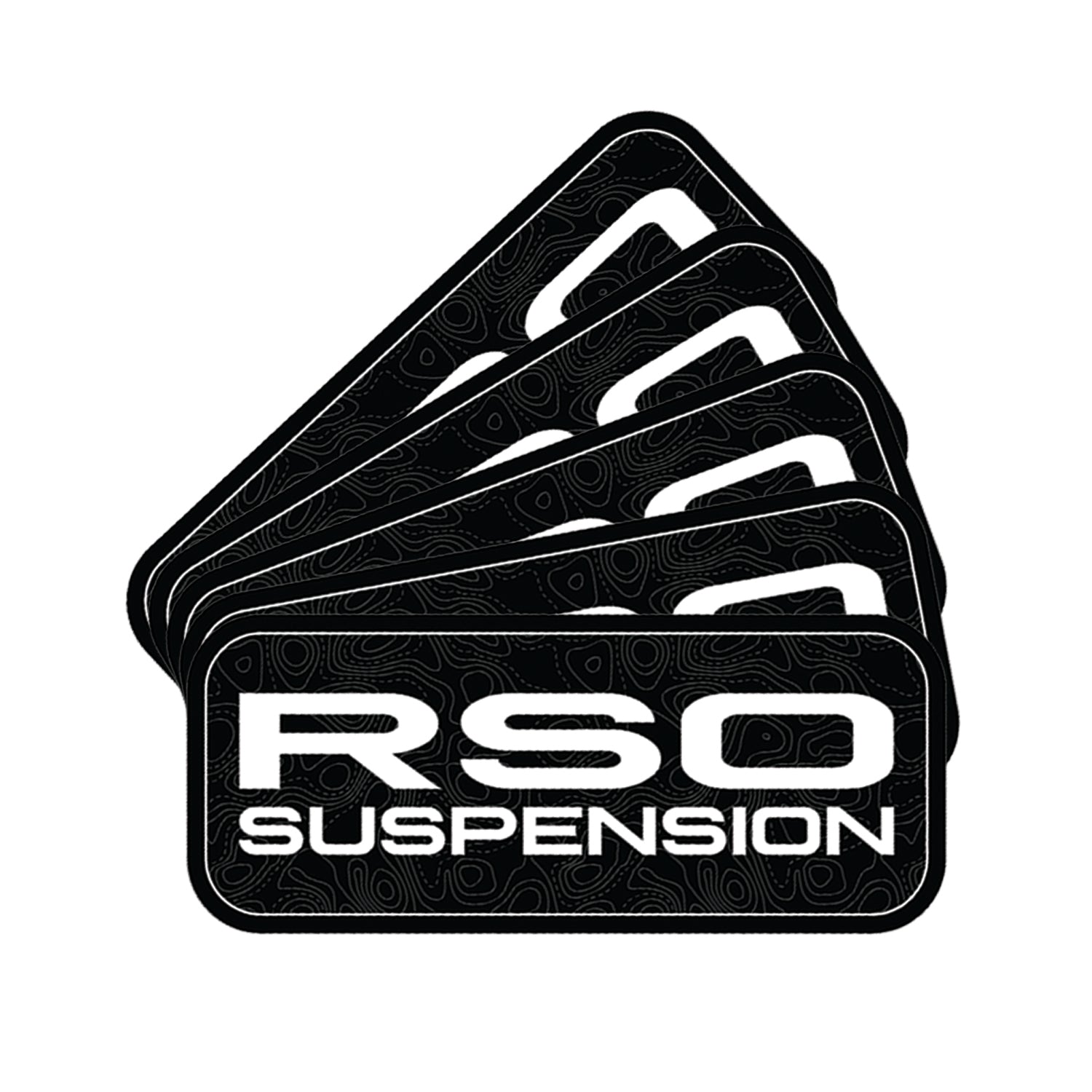 RSO 5-Pack Off-Road Decals – White Logo on Topography Stickers