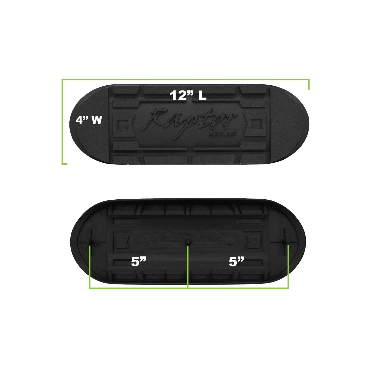 RPSP - STEP-006S - 4in W2W Oval Step Pad (12in 3rd Step. With Raptor logo. Clips Included) Qty 1