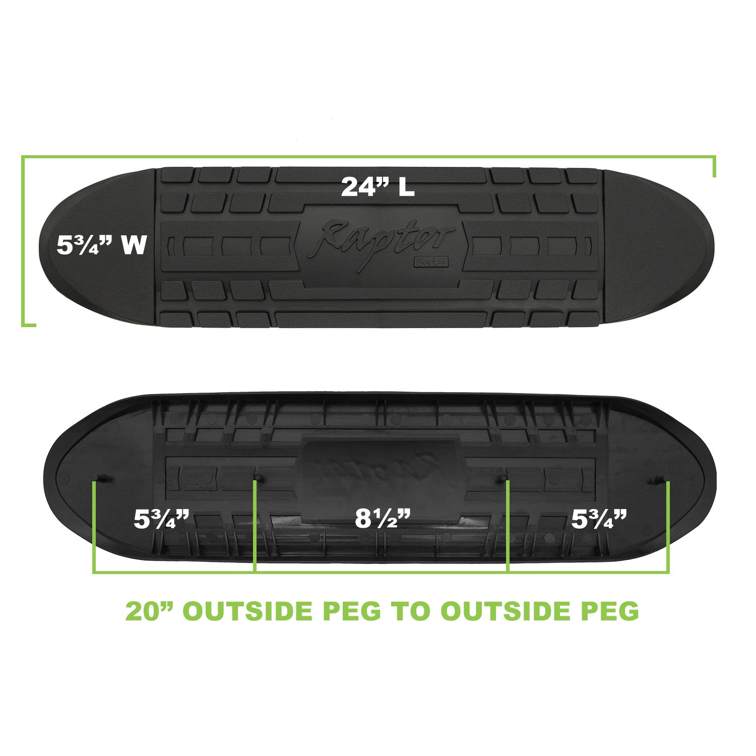 RPSP - STEP-008-20in - 6in Oval Step Pad 20 inch Peg to Peg (With Raptor logo. Clips Included) Qty 1